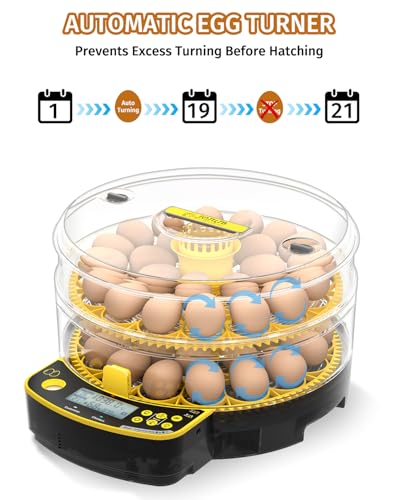 JUJOJB 48 Egg Incubator for Hatching Eggs, Double-Layer with Automatic Egg Turner, Temperature and Humidity Control, Egg Candler, Clear Window for Chicks Duck Quail Turkey Guinea Pheasant Parrot Eggs