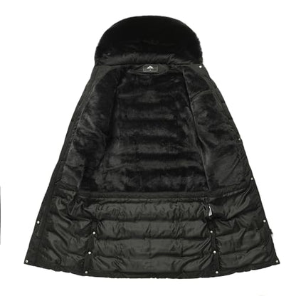 MOERDENG Women's Waterproof Long Winter Coat Thickened Down Alternative Jacket Warm Puffer Jacket Parka - color: Black, size: X-Large