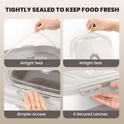 35-40 Lbs Airtight Dog Food Storage Container, Collapsible Dog Food Container with Lid, Wheels, Date Track, Large Pet food storage Container for Rice,Flour,Sugar,Dog Food Scoop,2PCS Containers - color: Grey/40 lbs