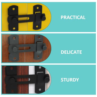 Alipis 2pcs Stainless Steel Door Latch Lock with Safety Security for Pet Cage and Barn Gate, Large Matte Black Heavy-Duty Door Buckle Suitable for Home and Outdoor Fence Use