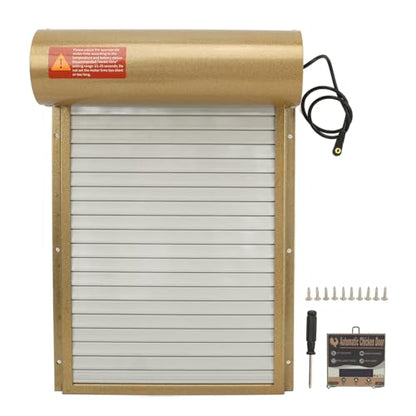Automatic Chicken Door Opener, Auto Chicken Door Easy Install for Duck (Gold)