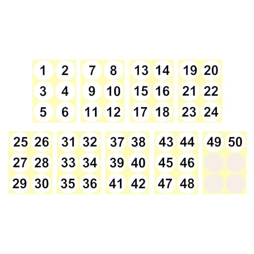 PATIKIL 1 to 50 Number Stickers 4 Inch, Consecutive Vinyl Round Labels Self-Adhesive Dot Colored Decals for Inventory Classification Storage Box Organizing, White - color: White, size: 4 Inch