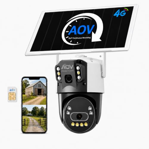 JideTech 4G LTE Solar Security Camera, Dual Lens 6MP PTZ Outdoor, 8W Solar Panel, 16000mAh Battery, AOV(Always-On Video), Colour Night Vision, AI Human Detection, Two-Way Audio (No WiFi)