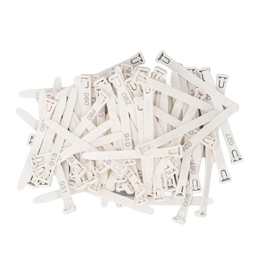 Chicken Leg Rings Numbered Identification Tags 1-100 Reusable Poultry Leg Bands for Ducks Chicks Goose, Bird Pigeons Leg Rings Readable Numbered Bird Identification Leg Bands (White)