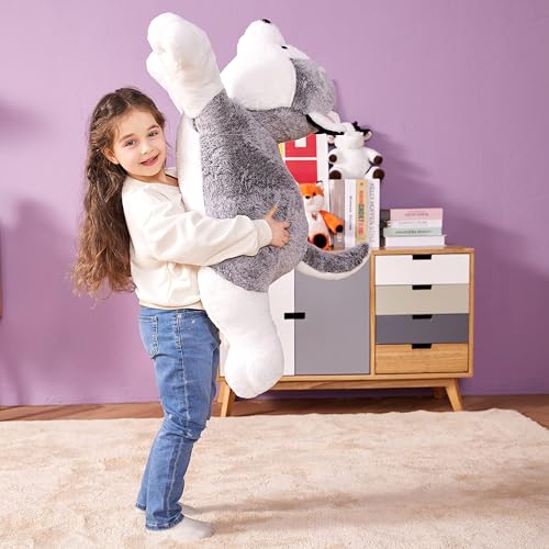 IKASA Giant Husky Stuffed Animal Plush Toy,30" Large Dog Puppy Cute Jumbo Soft Toys,Huge Big Size Plushy Fluffy Fat Plushie,Gifts for Kids - style: Husky Dog