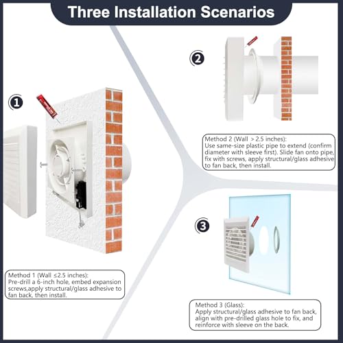 Window Shutter Exhaust Fan both Intake & Exhaust,Wall-Mounted Ventilation Fan for Bathroom Window Home Attic (9.5 In) - size: 9.5 In