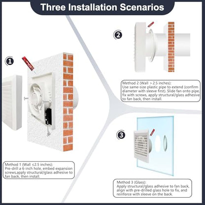Window Shutter Exhaust Fan both Intake & Exhaust,Wall-Mounted Ventilation Fan for Bathroom Window Home Attic (9.5 In) - size: 9.5 In