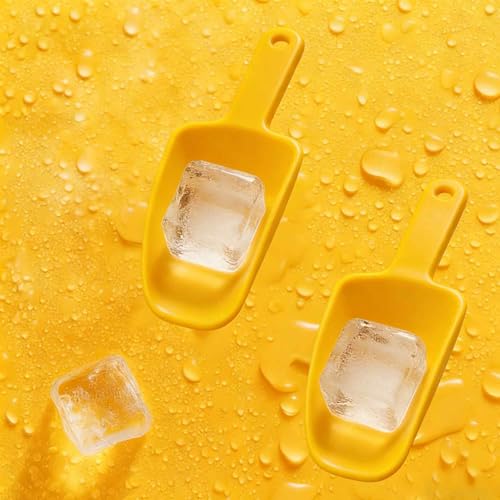 2Pcs Plastic Ice Scoop, Kitchen Scooper for Ice Maker, Ice Bucket, Bar, Freezer, Pet Food, Candy, Coffee Beans, Utility Food Scoop for Home, Party, Wedding, Restaurant (Yellow) - color: Yellow