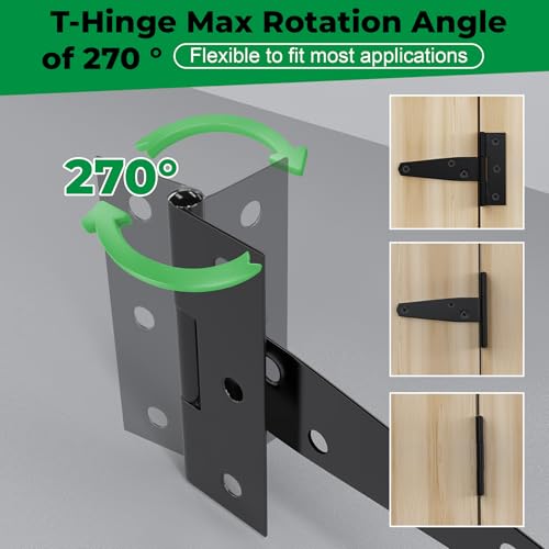 Forestchill Chicken Coop Latch Door & T Hinge Kit, 2 Pcs 4" Flip Latch Lock and 4 Pcs 3" T-Strap Hinges, Chicken Coop Accessories for Door Repair or DIY, Hardware for Wood Vinyl Fence, Barn Gate
