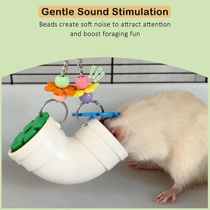 Hanging Foraging Toy for Small Animals Slow Feeder Enrichment Tube with Wide Openings Chew-Resistant Cage Toy for Hamsters Mice and Small Birds