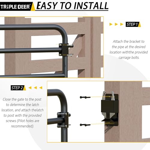 TRIPLE DEER Heavy Duty 2 Way Farm Gate Latch Lockable, Two Way Livestock Fence Gate Latches for Metal Gates, Ranches, Farms, Stables, Horse Corrals, Pet Cages (2 Pack, Include Screws and Instructions)