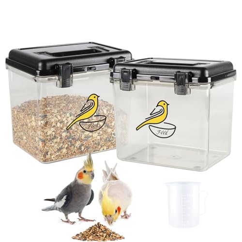 Bird Seed Storage Container 2 Pack Clear Bird Seed Container10Ib Indestructible Bird Seed Container Bird Seed Holder with Handle|for Wild Bird Seed Hermetically Or Mealworms Storage Outdoor(Black) - color: 2black