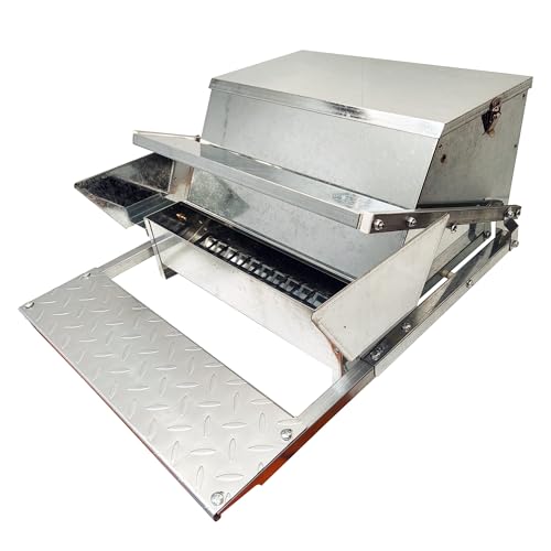 Chicken Feeder Galvanized 25Lbs Capacity Weatherproof Treadle Chicken Feeder Rodent Proof - size: 25Lbs Feeder