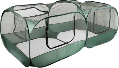 YAKCAM Pop-Up Chicken Run Tractor 6x3 ft, Foldable Enclosure for Hens | Portable, Light-Weight, for Chicks | Also for Rabbits and Small Animals | Detachable Bottom, 4 Zip Doors, Bowl and Bag