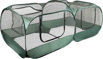 YAKCAM Pop-Up Chicken Run Tractor 6x3 ft, Foldable Enclosure for Hens | Portable, Light-Weight, for Chicks | Also for Rabbits and Small Animals | Detachable Bottom, 4 Zip Doors, Bowl and Bag