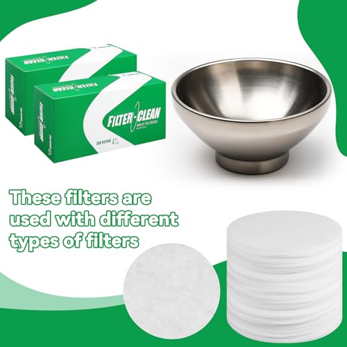 Hahafelt 200 Pack Milk Filter Discs Quick Flow Non-gauze Small 4-9/16" Od Replacement Filters Disks for Raw Milk Strainer 200 Discs Per Box