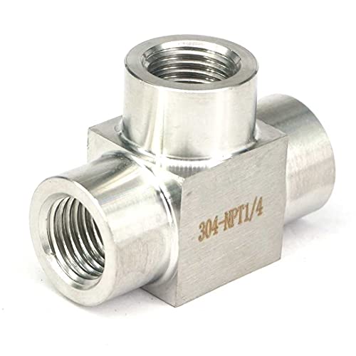 1/4 in NPT Female Tee 3 Way Pipe Fitting 304 Stainless Steel Water Gas Oil - style: 1/4" NPT