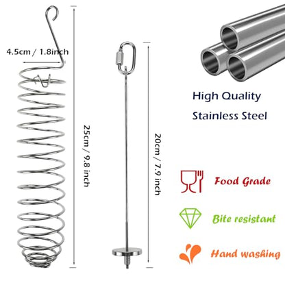 2PCS Rat Enrichment Foraging Toys, Stainless Steel Vegetable Skewer Foraging Hanging Feed Tool for Hamster Rodents Bird Parrots, Fancy Mice Cage Accessories Puzzle Toy Slow Feeder