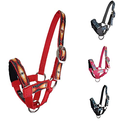 Tahoe Tack Nylon Overlay Alpaca Halter with Padded Noseband - 6 Month Warranty - color: Red Aztec