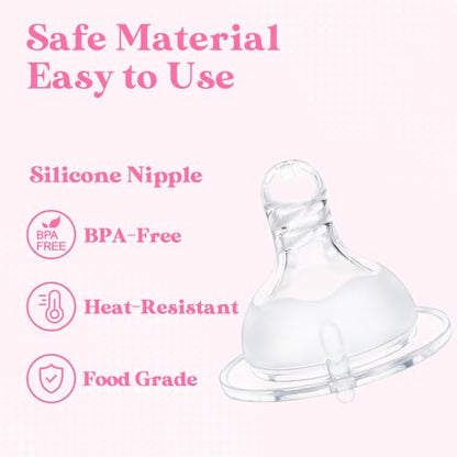 LittleForBig Silicone Soft Touch Adult Bottle Nipples Replacement Teat Compatible with LittleForBig Bottles - Spiral Texture 3-Pack