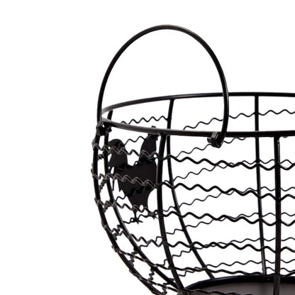 Juvale Egg Holder Countertop Wire Basket - 8.2 x 8.2 x 4.9 in, Black Iron Farmhouse Style - Egg Basket Countertop Organizer for Kitchen Decor & Accessories