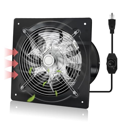 10 Inch Exhaust Fan,794CFM Kitchen Exhaust Fan with Speed Controller,110V 100W Wall Mounted Vent Fans with Damper for Shop, Smoking Room, Industrial Ventilation Use (10-inch Black) - color: 10-inch Black