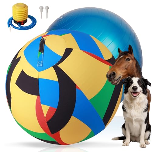 Pet Prime 25" Herding Ball for Dogs,Dog Herding Ball with Pump for Australian Shepherd,Cattle,Border Collie,Large Breed Play and Exercise,Durable Outdoor Herding Toy for Dogs and Horses