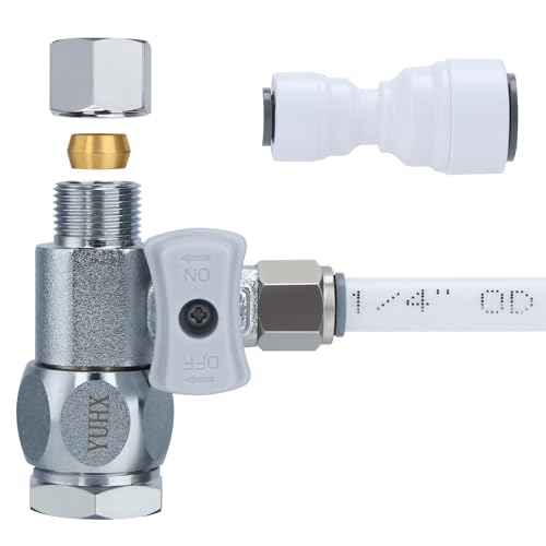 YUHX Feed Water Adapter 3/8" x 1/4" or 3/8" Add-A-Tee, 1/2 x 1/4 or 3/8 Water Line splitter,1/4 Push to Connect not Fit Thread or Braided Hose - style: Push to Connect