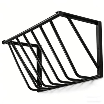 Wall Mounted Hay Rack, 33'' Metal Corner Hay Feeder with 25 Gallon Large Capacity, Heavy Duty Steel Livestock Feeder, Easy Install No Waste Design for Horse Goat Sheep Farm Stable