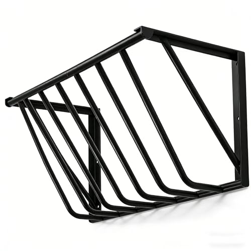 Wall Mounted Hay Rack, 33'' Metal Corner Hay Feeder with 25 Gallon Large Capacity, Heavy Duty Steel Livestock Feeder, Easy Install No Waste Design for Horse Goat Sheep Farm Stable