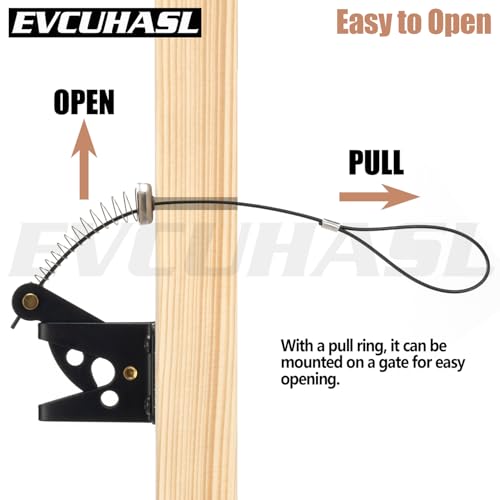2 Pcs Gate Latch Cable Pull, Stainless Steel Spring Loaded Latch Kit for Outdoor Gates, Latch Pull Adjustable from 2” to 6” Thick Gates
