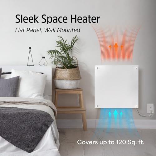 EconoHome Convection Wall Heater with Thermostat - 400W Electric Wall Mounted Space Heater Panel - Updated Model, 120V - Heats Rooms up to 120 Sq Ft - size: 400W