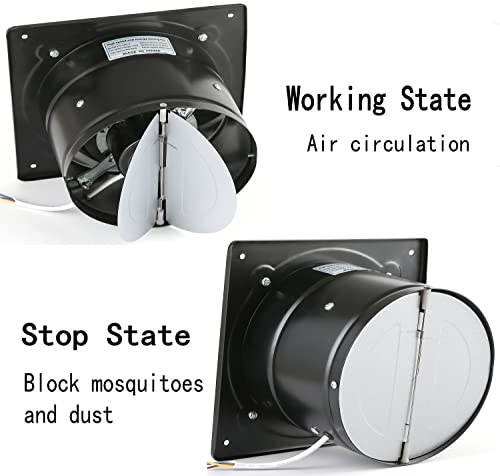 Nalle 8 inch Exhaust Fan 80W 500CFM Through-wall installation Ventilation Fan 110V Exhaust Smoke Fan Ventilation for Kitchen,Bathroom,laundry room,Toilets,Garage,Shopping Mall (Black - size: 8 Inch / 500 CFM