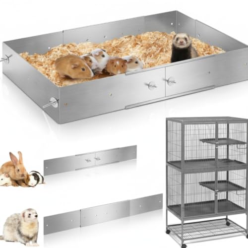 Chunful Scatter Guards Compatible with Ferret Nation & Critter Nation, 9 Pcs Pull Out Adjustable Small Animal Cages Guards, Urine & Litter Containment for Ferrets, Chinchillas, Rats (Aluminum Color) - color: Aluminum Color