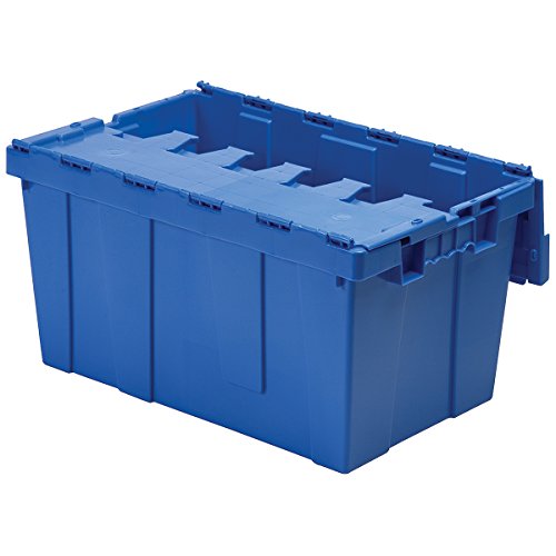 Buckhorn AR2717120209000 Industrial Plastic Stackable Storage KeepBox Tote Container with Hinged Attached Lid, 27-Inch L x 17-Inch W x 12-Inch H, Blue - color: Blue