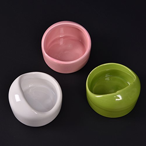 Gradient Side Hamster Ceramic Bowl,Cute Small Animal No Spill No Turnover Food Water Bowl Dish Holder for Guinea Pig Rodent Rat Gerbil Cavy Hedgehog Dwarf Feeder Feeding Bowl Basin,Pet Supplies,White - color: White