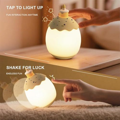 Silicone Night Light for Kids, Egg Baby Nursery Night Lamp with 3-Level Dimming & 30-Min Timer, Portable nightlight for Kids Bedroom,Birthday Cake-Shaped Night Light - color: White-Birthday Cake