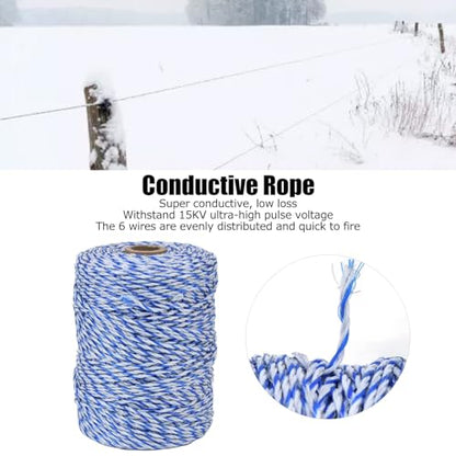 Electric Fence Polywire, Steel Wire 36 Strands Synthesized 3mm 200 Meters Electric Fence Wire, Reused Recycle Lightweight Animal Barrier Fence, for Livestock Breeding
