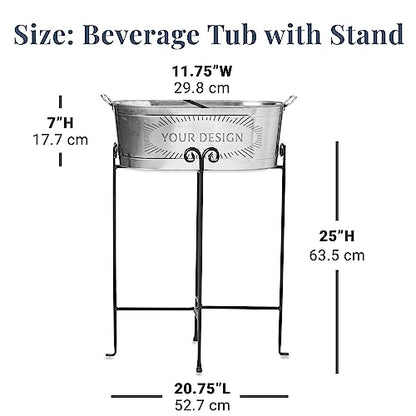 Let's Make Memories Personalized Beverage Tub - Monogram Wreath - Galvanized Drink Tub w/Stand - color: Monogram Wreath, size: With Stand