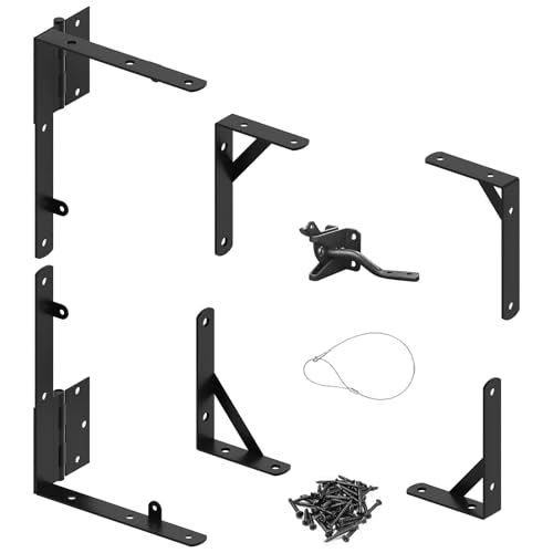 Gate Frame Fence Kit with Gate Latch,Heavy Duty Anti Sag Gate Kit, Gate Corner Brace Bracket Hardware for Wooden Fence Gate Garden Wooden Driveway Gates,Shed Doors, Corral（1 Set）
