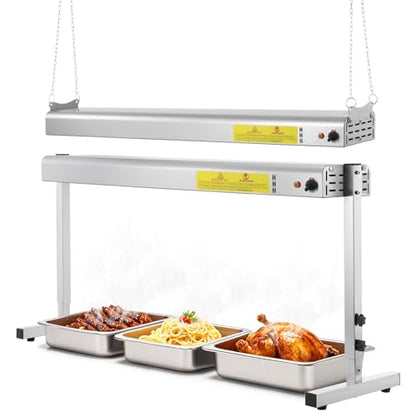 36-Inch Food Heat Lamp, 1000W Commercial Food Warmer Lamp Electric Strip Heater Overhead Stainless Steel Heat Lamps for Buffet Restaurant Parties Catering, Sliver 115V - color: Silver, size: 36 Inch