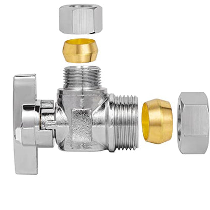 Heavy Duty Angle Stop Valve 1/2" Nom (5/8" OD) Comp x 3/8" OD Comp, 1/4-Turn Operation，High quality lead-free brass (2PCS) - size: 2 Pack 5/8" OD Comp x 3/8" OD Comp