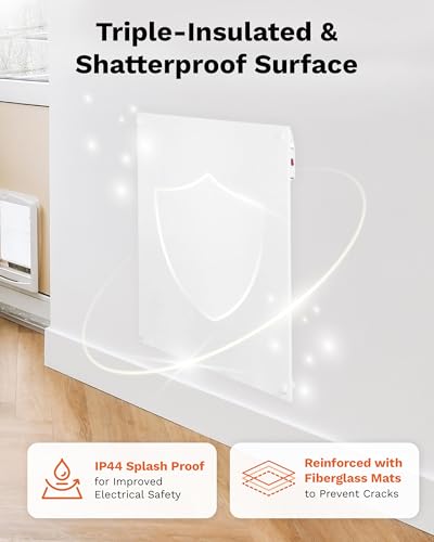 Electric Wall Heater - 250W Amaze Mini Convection Panel Heater w/Wall Mount Kit Up to 80 sq ft - 18″x24″ Paintable & Energy Efficient for Bedroom or Bathroom - Amaze Heaters - size: 250W Mini