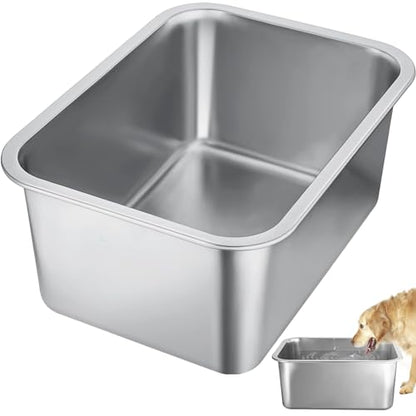 4 Gallons Extra Large Dog Bowls - High Capacity Food Grade Stainless Steel Dog Water and Food Bowl No Spilling, Durable for X-Large Multiple Large Breed Dogs Indoor Outdoor - size: 4 Gal
