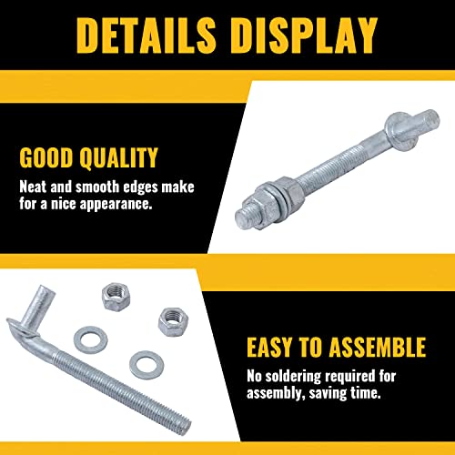 VIVIDA J Bolt Gate Hinge 6", J Bolt Post Hinge with 5/8" Male Pin, for Chain Link Fence Gate, Galvanized Steel, Nuts & Washers Included, 1 Pack - size: 6" (1 PCS)