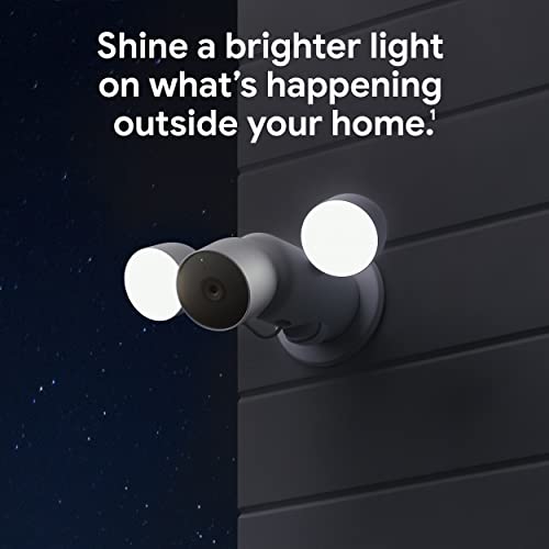 Google Nest Cam with Floodlight - Outdoor Camera - Floodlight Security Camera, White, 1 Count (Pack of 1) | Outdoor camera, camera with customizable floodlight, 1080 HDR video, night vision, 180° motion detection, Google Home app - size: 1 Count (Pack of