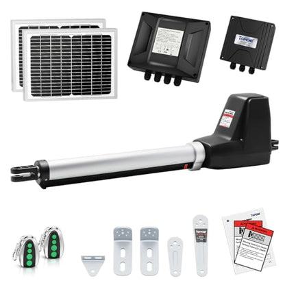 TOPENS AT6131S Solar Single Swing Gate Opener Medium Duty Automatic Gate Motor for Single Swing Gates Up to 18ft, Electric Driveway Gate Operator AC Powered with Solar Panel Remote Control Kit - size: 660lbs
