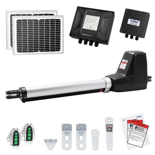 TOPENS AT6131S Solar Single Swing Gate Opener Medium Duty Automatic Gate Motor for Single Swing Gates Up to 18ft, Electric Driveway Gate Operator AC Powered with Solar Panel Remote Control Kit - size: 660lbs