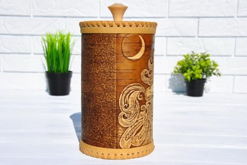 STP GOODS Birch Bark Container, Storage, Kitchen, Money to the House | 4.9х3.1-inch, Humpbacked Horse - color: Humpbacked Horse