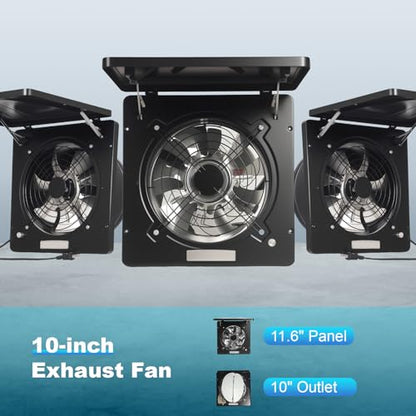 10 Inch Exhaust Fan with Switch, 1236 CFM Powerful Through Wall Exhaust Fan with Damper, Potable Window Exhaust Fans, Small Fume Extractor Ventilation Fan for Attic, Shop, Smoking Room, Ceiling